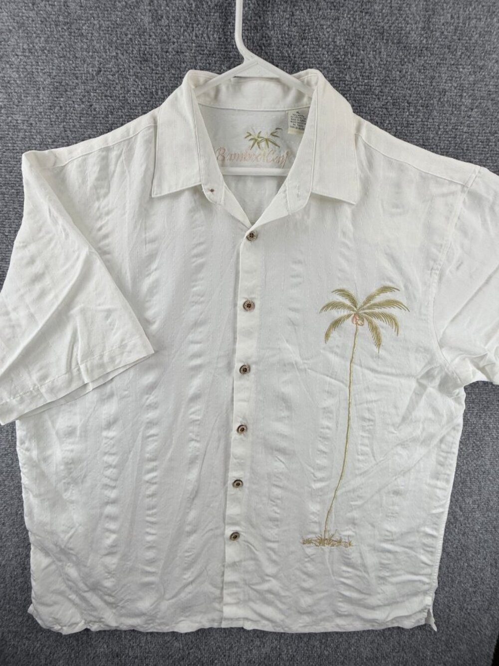 Bamboo Cay Modal Polyester Short Sleeve XL Men White Button Up Shirt Adult
